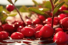 Cranberry growing in its natural environment in nature. Close up of red berries with green leaves on a sunny day. Ideal for food and nature related projects,Cranberry growing in its natural environment in nature. Close up of red berries with green leaves on a sunny day. Ideal for food and nature related projects